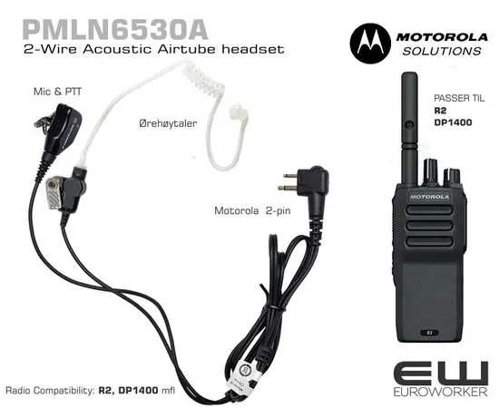 Motorola PMLN6530A 2-Wire Acoustic Airtube headset (R2, DP1400)