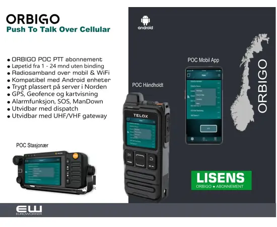 Orbigo POC Dispatch - PC eller Cloudbasert POC Kontrollromfunksjon