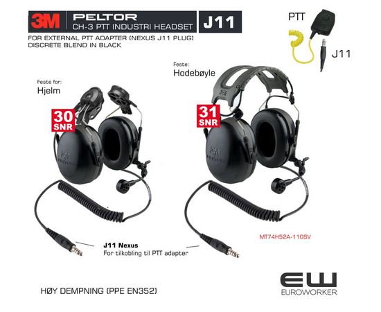 3M Peltor CH-3 Black - for Ekstern PTT Industriheadset (J11)