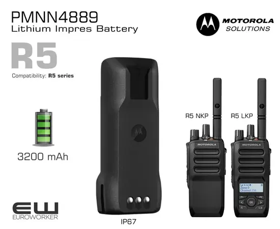 Motorola PMNN4889 Lithium Impres Batteri til R5-serie (3200mAh, IP67)