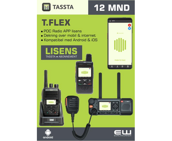 12 mnd Tassta T-Flex POC App lisens (Android, iOS) 12 mnd Tassta T-Flex POC App lisens (Android, iOS)