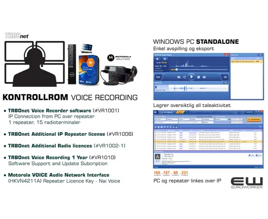 TRBONet VR1001 - Kontrollrom - Standalone Windows PC Voice Recording