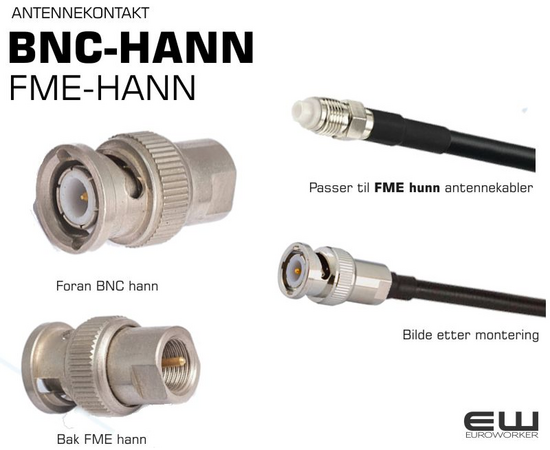 Antennekontakt BNC-hann FME-hann - 40901