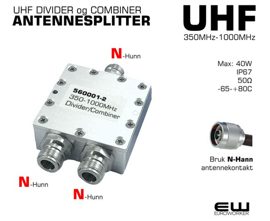 UHF Antennesplitter 350-1000MHz (Splitter & Combiner)