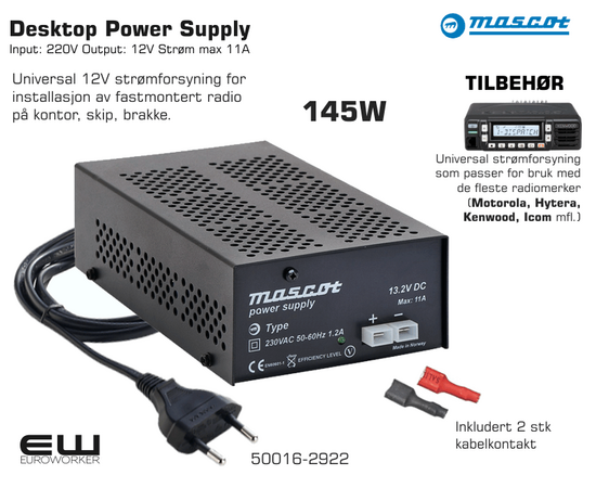 Universal Desktop Power Supply (145W, 230VAC, 12V, 11A)