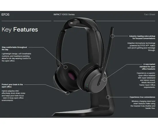 EPOS IMPACT 1061T Headset on-ear Bluetooth wireless wired  - 1001173
