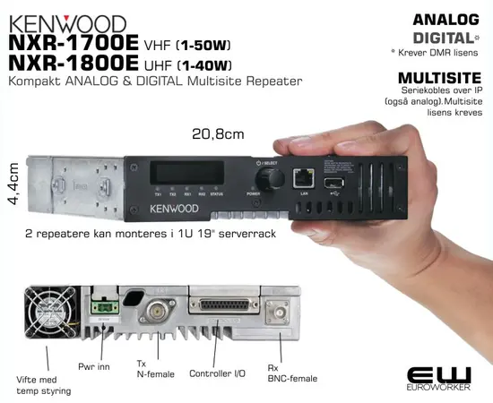Kenwood NXR-1700E (VHF) og NXR-1800E Kompakt Repeater (Analog, DMR)