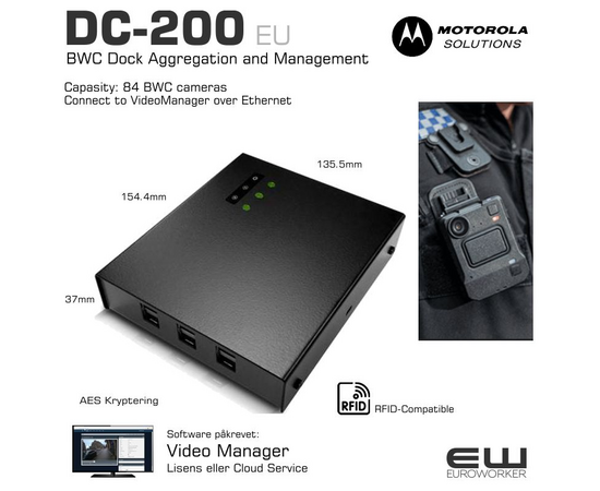 Motorola DC-200 BWC Dock Aggregation and Management