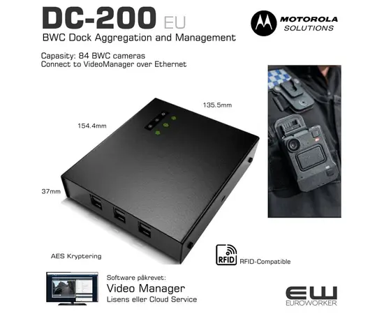 Motorola DC-200 BWC Dock Aggregation and Management