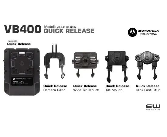 QUICK RELEASE MOUNTING OPTIONS - Motorola VB400 BWC - Security & Police Body Worn Camera