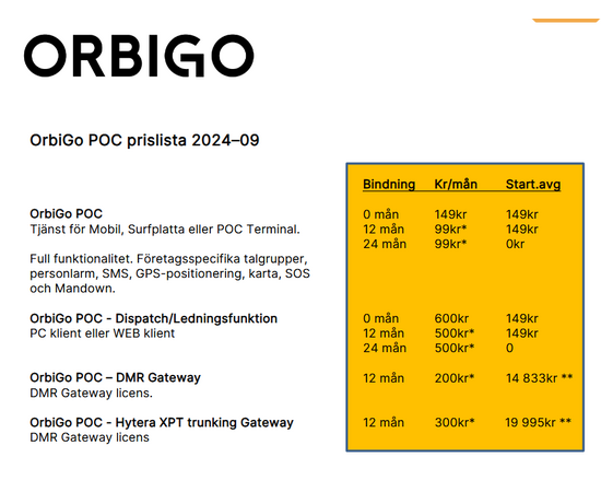OrbiGo PTT - POC Android Abonnement (24 mnd)