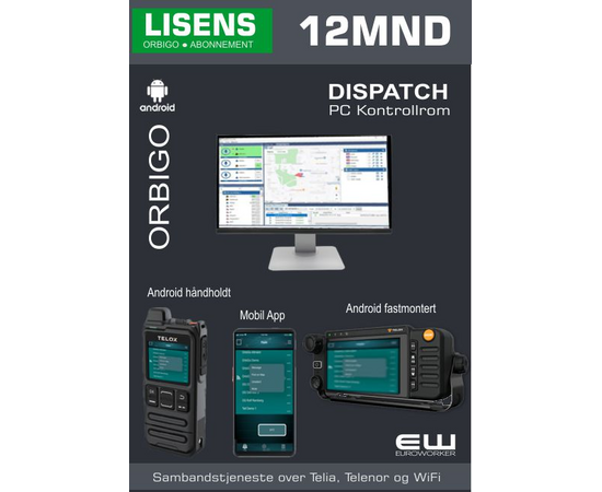Orbigo POC Dispatch - PC eller Cloudbasert POC Kontrollromfunksjon