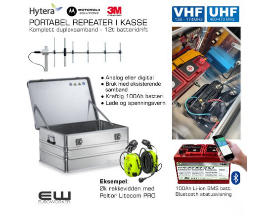 Komplett Portabel Hytera HR655 DMR Basestasjon (Signalforsterker, UHF, VHF)