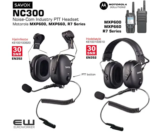 Noise-Com Industry PTT Headset
Motorola MXP600, MXP660, R7 Series