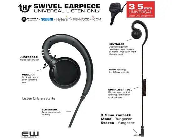 Universal Svivel Earpiece (3,5mm)