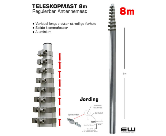 Teleskop Antennemast 8m