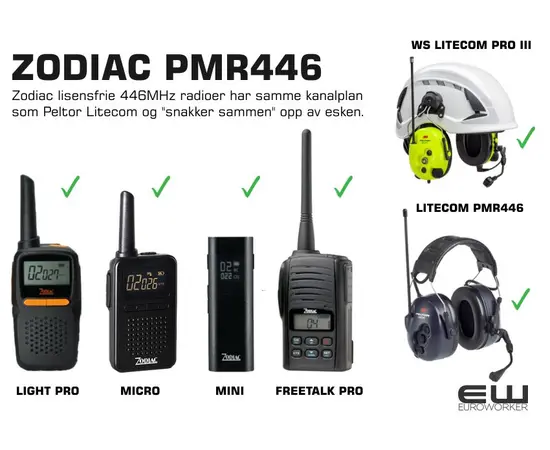 Zodiac Freetalk Pro Bundle med Multicharger (Analog, 444MHz & 446 MHz)