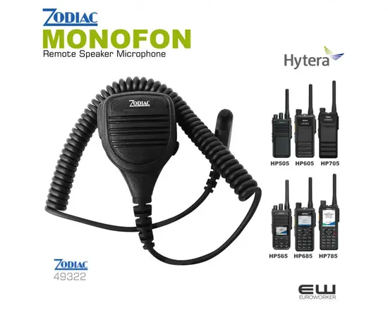 Zodiac Monofon til Hytera HP5, HP6, HP7-serie