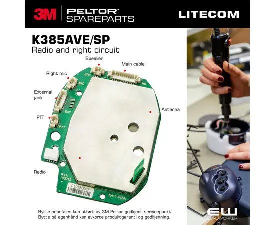 3M™ PELTOR™ WS™ LiteCom Pro III Circuit Board, Right Side, K385AVE/SP