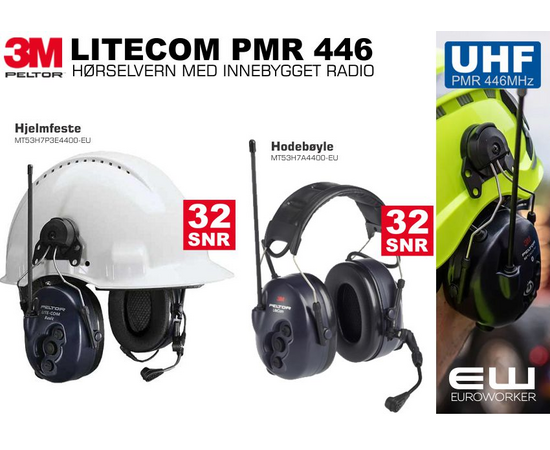3M Peltor LiteCom PMR 446 - Innebygget 446MHz radio MT53H7A4400-EU MT53H7P3E4400-EU