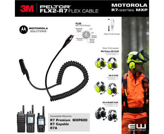 Peltor FLX2-R7 kabel til Motorola R7 & MXP600