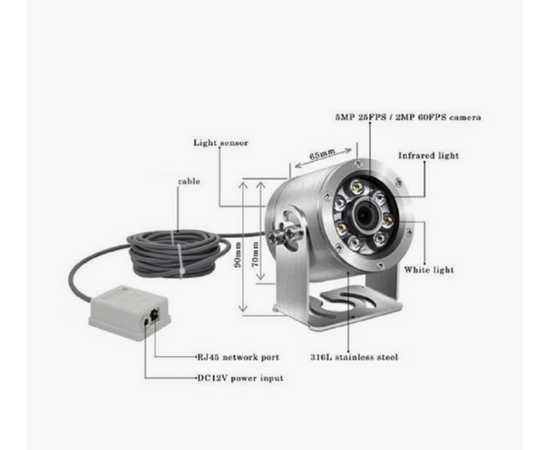 RoyalTool DZ-10010-ES Underwater camera IP Ф70mm w/ 20m kable /2MP resolution /2.8mm Fix lens