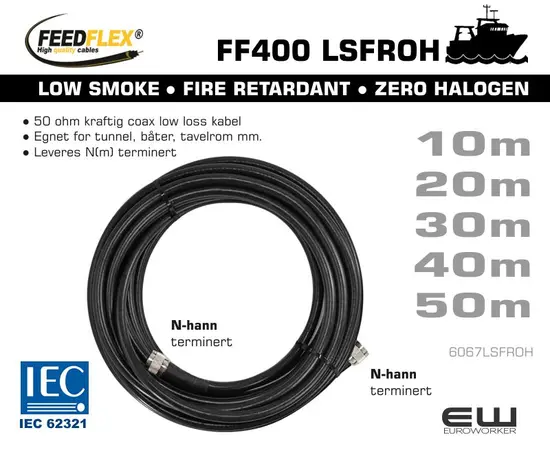 Coax FF400 LSFROH Antennekabel (Low Smoke, Fire Retardant, Zero Halogen, 50Ohm)