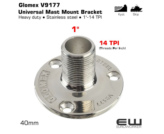 Glomex V9177 Universal Mast Mount Bracket (1"-14TPI)