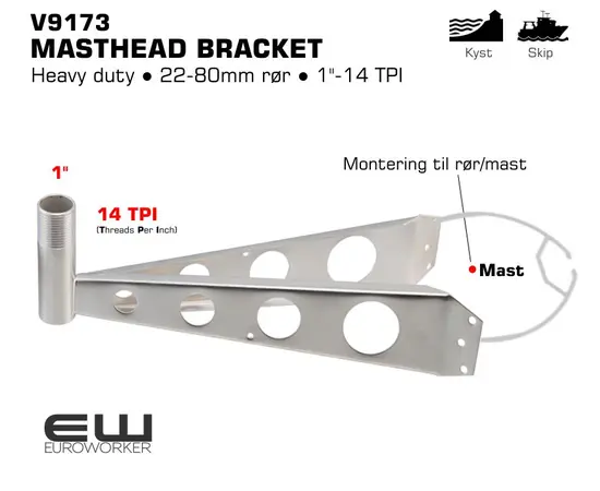 V9173 Universal Marine Antenna Mastefeste (1" - 14 TPI)