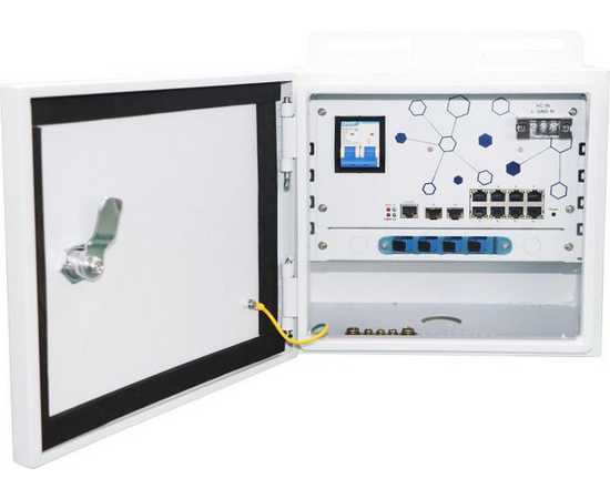 Prefabriktert IP66 Outdoor Cabinet (Mediaconverter og PoE Switch 200W)