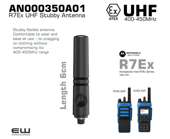 Motorola AN000350A01 R7Ex UHF Stubby Antenna (6cm, Atex)