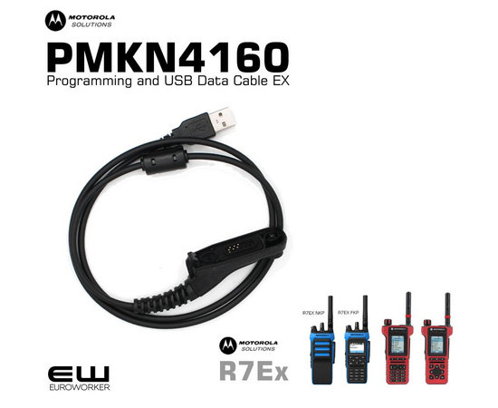 Programmeringskabel for Motorola R7Ex serie og MTP8000-serie
Motorola PMKN4160 Programming and USB Data Cable EX