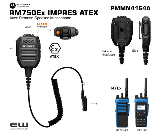 MDH57QCC9WA3AN - Motorola R7Ex - UHF Atex Håndholdt terminal - NKP - No Keypad  (400-470, IP68, BT, MED/5.20)_IIC-MDH57QCC9WA3AN