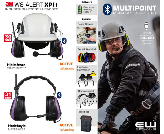 3M Peltor WS Alert XPI+ Multipoint Bluetooth Headset_MRX21P3E3WS6    MRX21A3WS6_euroworker