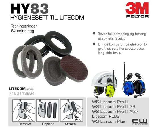3M Peltor HY83 Hygienesett WS Litecom Pro III (7100113964)_euroworker