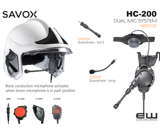 Savox C-C550 Kombinert Monofon & PTT Adapter Røykdying (Motorola R5, DP2-serie, DP3-serie, MTP-serie)-L552172-10B1100