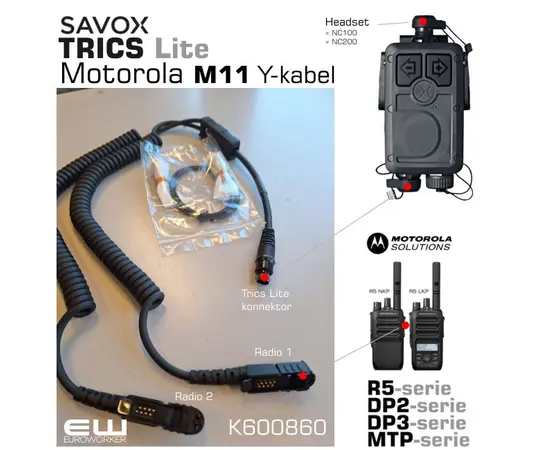 Savox_Euroworker_K600860_Savoxc Trics Lite Y cable for 2 x Motorola M11 (K600860 )