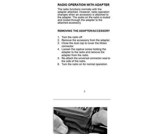 Motorola PMLN6047  Molex Quick Release Audio Adapter (ATEX, R7Ex, DP4000Ex-serie)