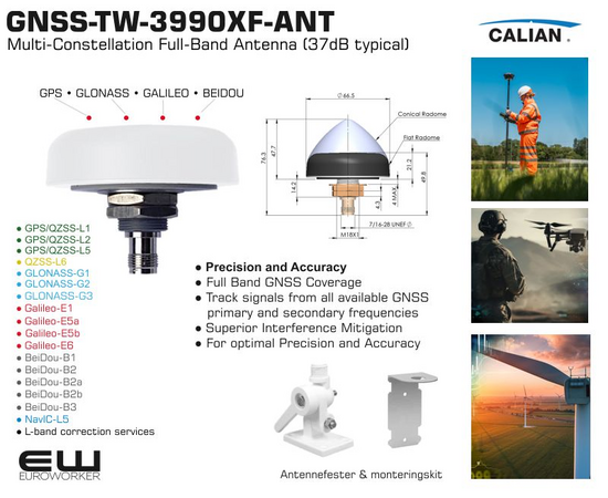 calian GNSS-TW-3990XF-ANT Multi-Constellation Full-Band Antenna (37dB typical)
