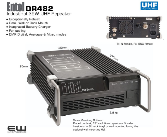 Entel DR482 Industrial & Maritime 25W UHF Repeater (25W, DMR, UHF)