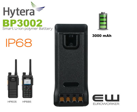 Smart Li-ion polymer Battery (3000 mAh, 7.7V) -- for HP605, HP685

with Hytera logo (RoHS) (REACH)

    More accurate battery display
    Quick query of battery status
    Battery Life Cycle Management
    Fast battery charging
    Meet the low-temperature usage requirements of -30 ° C

This is a smart battery that can be managed intelligently.
Smart Single Desktop Charger CH10L30 is required to ensure full functionality of the smart battery.