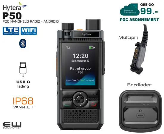 Hytera P50 POC terminal (LTE & WiFi, Multipin, IP68)