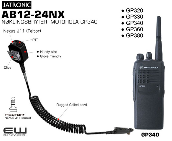 Jatronic AB12-24NX NØKLINGSBRYTER MOTOROLA GP340

● GP320
● GP330
● GP340
● GP360
● GP380