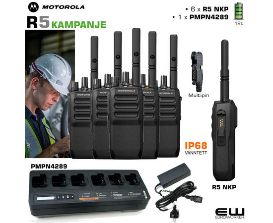Motorola R5 NKP - 6 stk inkl programemring og PMPN4289 rekkelader