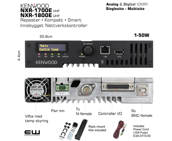 Kenwood NXR-1700E (VHF) og NXR-1800E Kompakt Repeater (Analog, DMR)