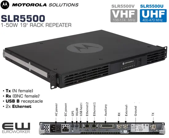 Motorola MOTOTRBO SLR5500 50W VHF & UHF Repeater - MDR10JCGANQ1AN - MDR10QCGANQ1AN