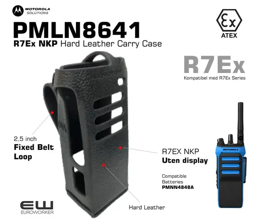 Motorola PMLN8641 - R7Ex NKP - No Display Hard Leather Carry Case (Fixed Belt Loop), euroworker