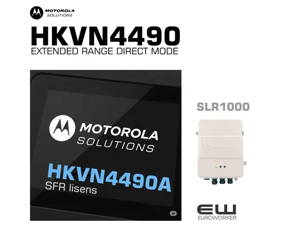 LICENSE,EMEA EXTD RANGE DIRECT MODE LICENSE KEY
License key required to activate the “Extended Range Direct Mode” feature in an SLR 1000 / SLR 5500 / SLR 8000 repeater. Also known as "Single Frequency Repeater". Significantly increases coverage area on a single frequency beyond a direct mode solution. Does not require additional frequency usually required on a repeater. Inbound burst is repeated 90 ms later on outbound (time division duplex).