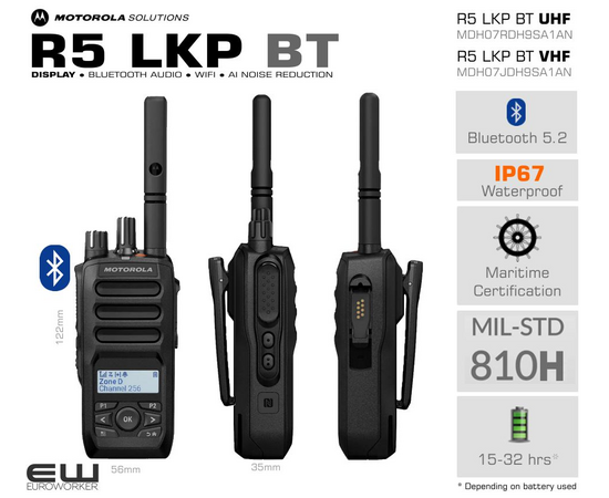 Motorola R5 with bluetooth_euroworker_UHF - MDH07RDH9SA1AN  VHF - MDH07JDH9SA1AN