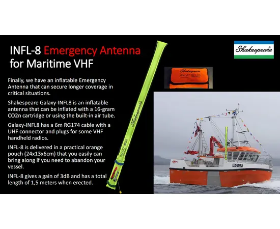 Marine VHF Nødantenne - 3dB 1.5m, Inflatable emergency VHF antenna, 9 image